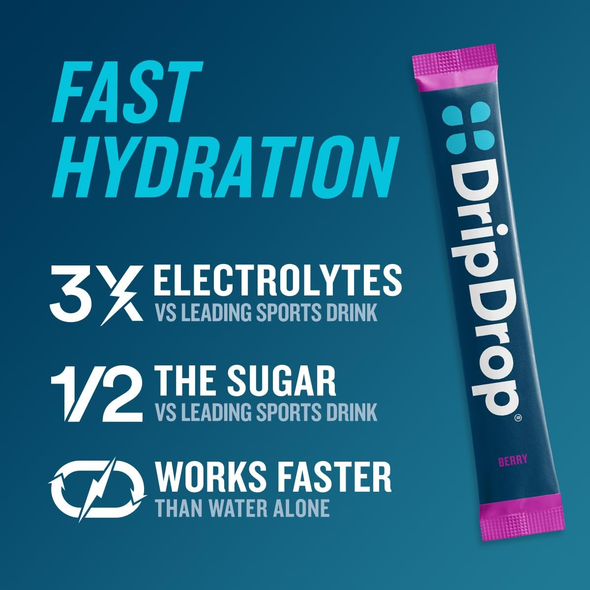 DripDrop Berry Electrolyte Powder, 8 oz sticks, 32 count
