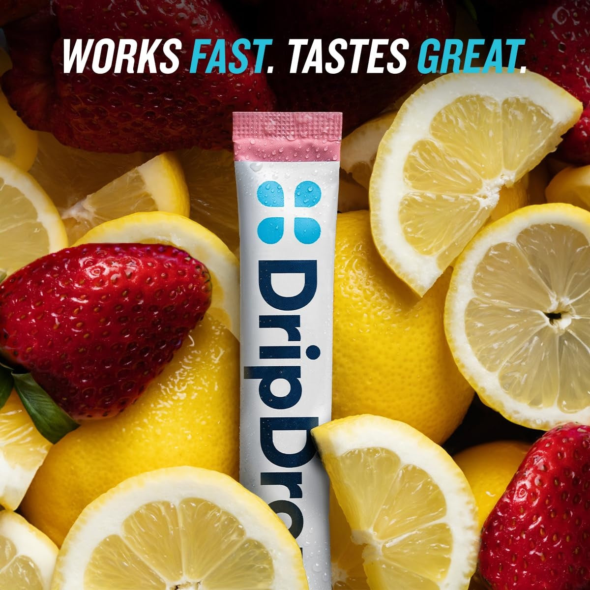 DripDrop Zero Sugar Strawberry Lemonade Electrolyte Powder, 8 oz sticks, 32 count