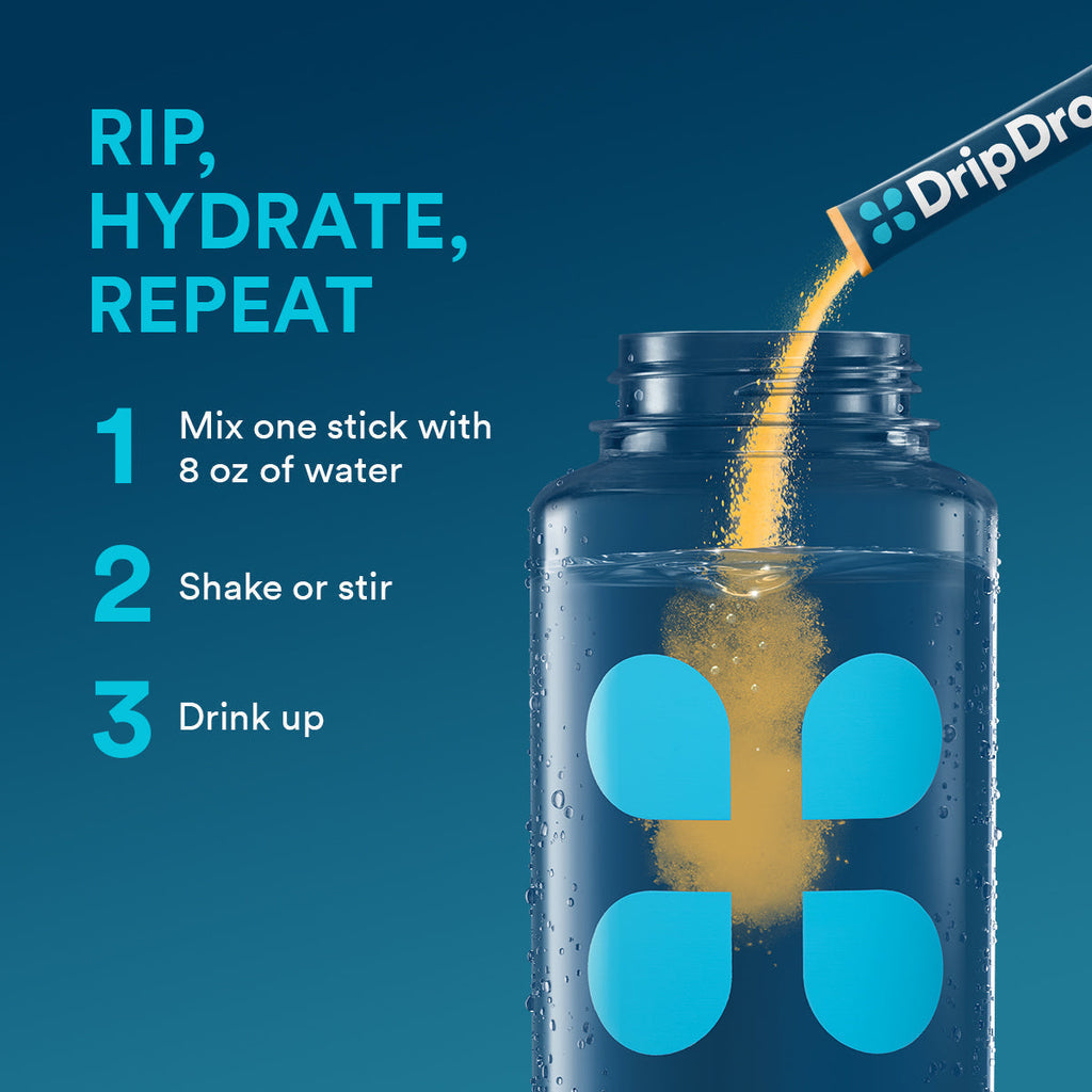 DripDrop Tropical Variety Pack Electrolyte Powder, 8 oz sticks, 16 count