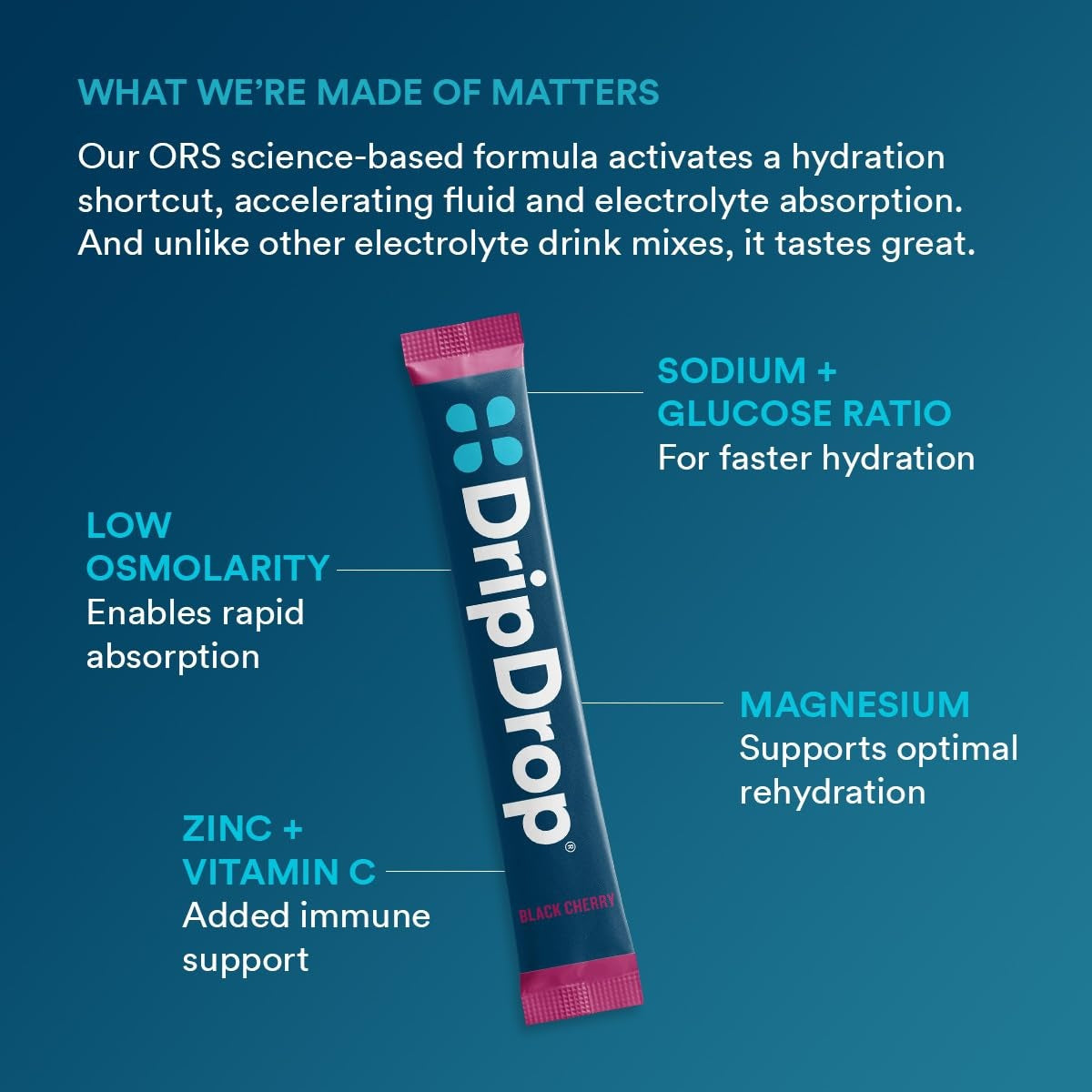 DripDrop Sunburst Variety Pack Electrolyte Powder, 8 oz sticks, 16 count