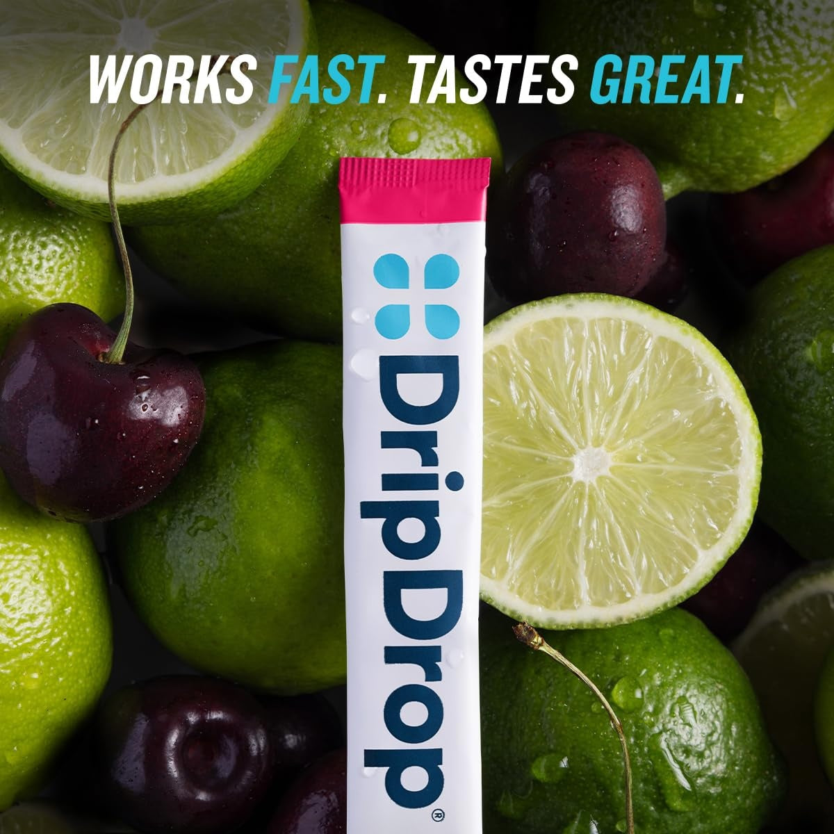 DripDrop Zero Sugar Cherry Limeade Electrolyte Powder, 8 oz sticks, 32 count