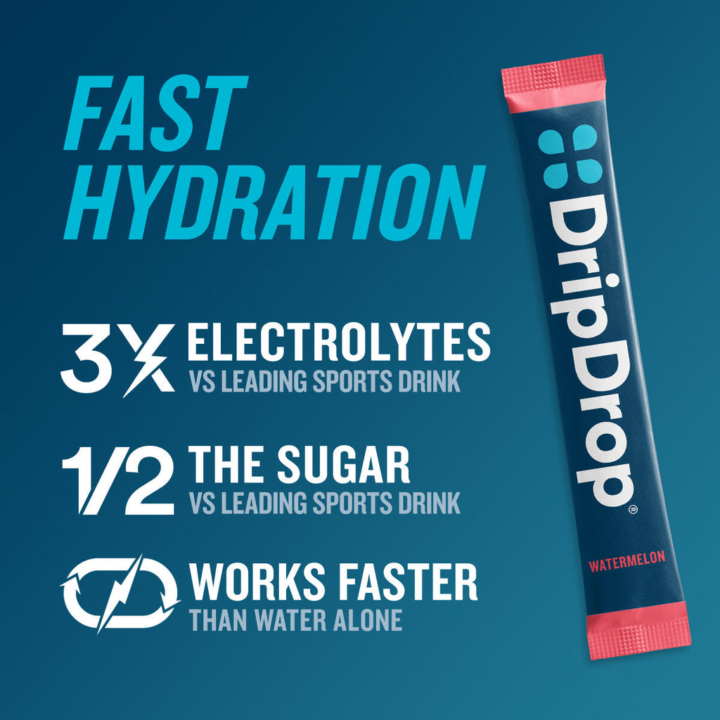 DripDrop Watermelon Electrolyte Powder, 8 oz sticks, 32 count