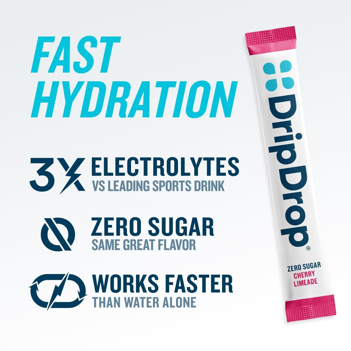 DripDrop Zero Sugar Cherry Limeade Electrolyte Powder, 8 oz sticks, 32 count