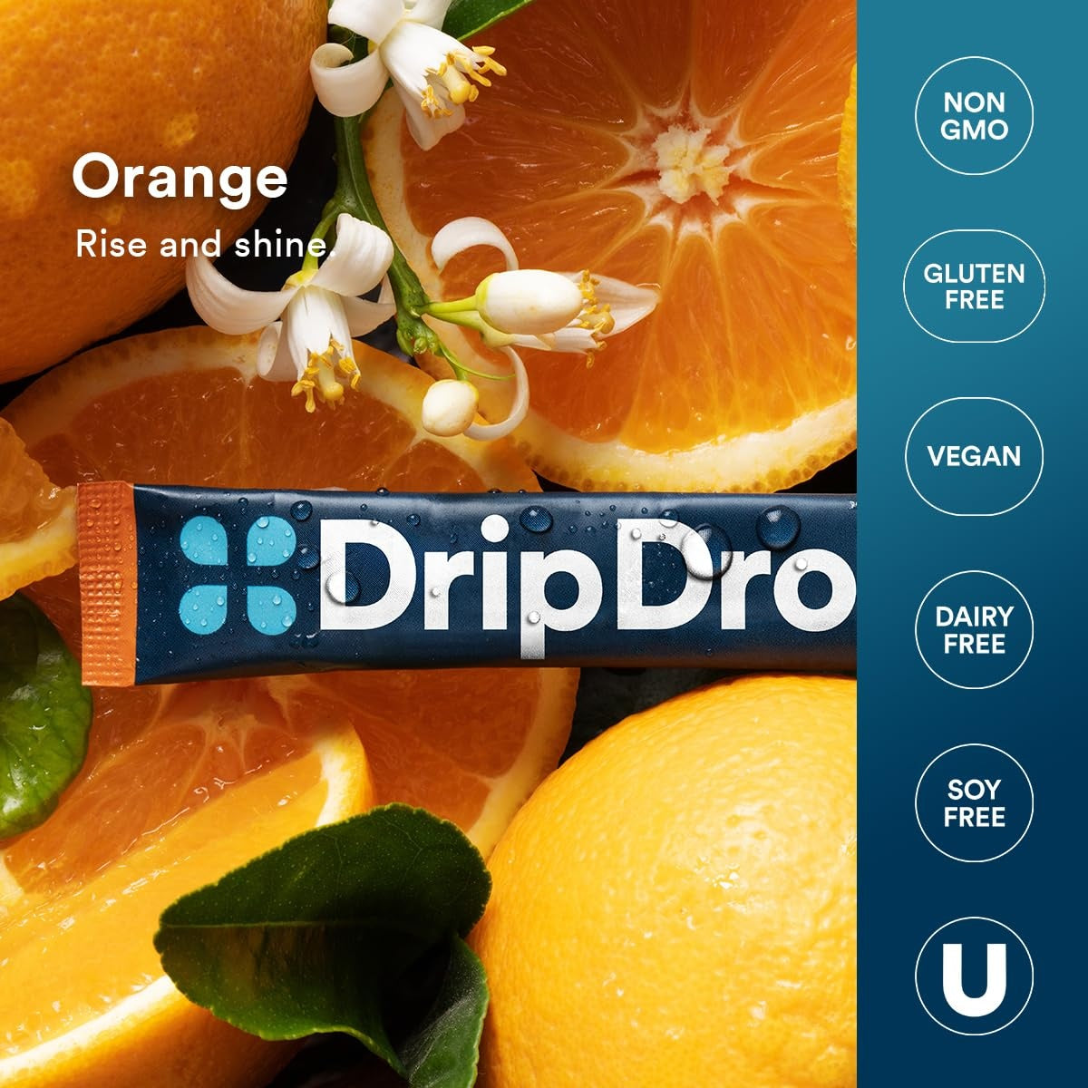 DripDrop Orange Electrolyte Powder, 8 oz sticks, 32 count