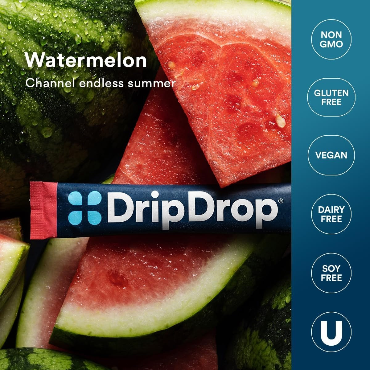 DripDrop Watermelon Electrolyte Powder, 8 oz sticks, 32 count