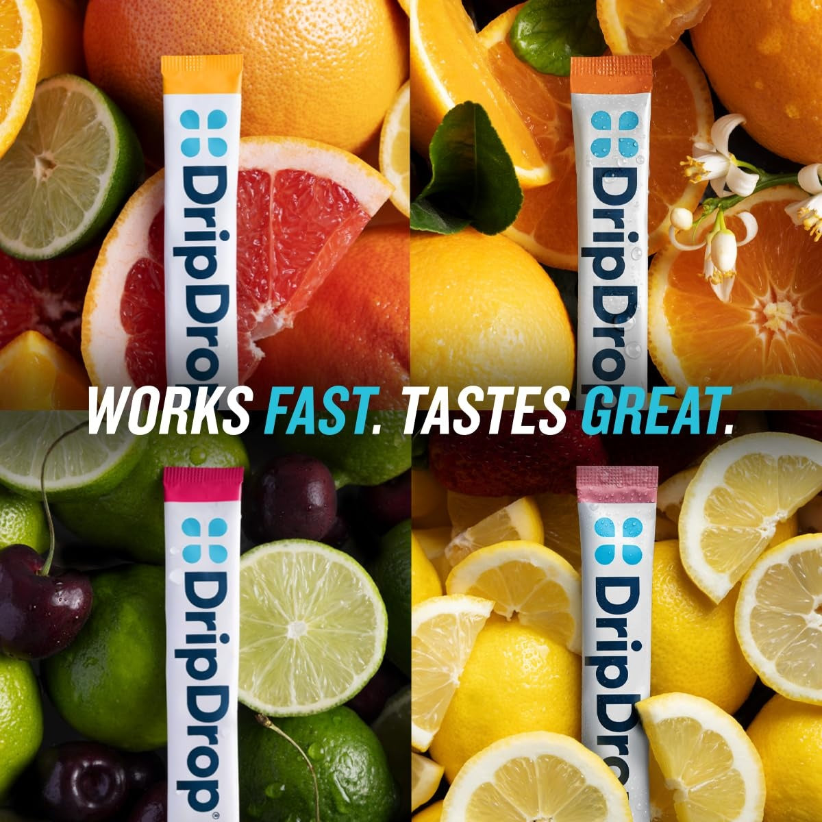 DripDrop Zero Sugar Citrus Variety Pack Electrolyte Powder, 8 oz sticks, 32 count