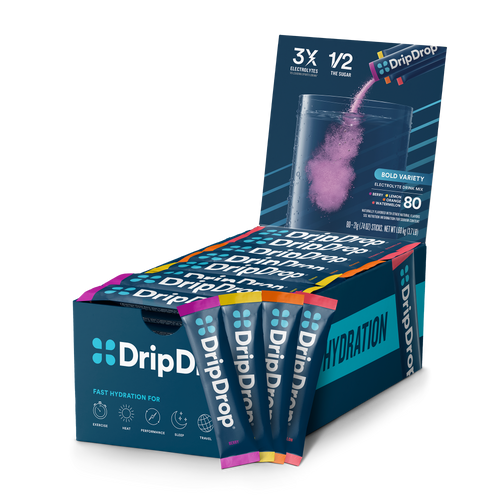 DripDrop Bold Variety Pack Electrolyte Powder, 16 oz sticks, 80 count