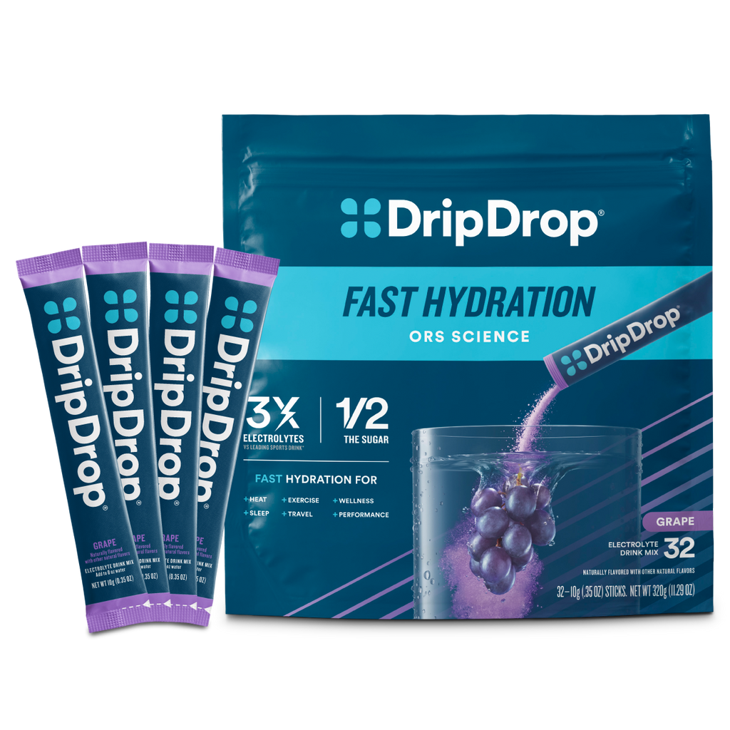 DripDrop Grape Electrolyte Powder, 8 oz sticks, 32 count