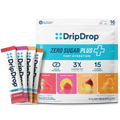 DripDrop Zero Sugar Plus, Watermelon, Tangerine, Tropical Punch, Raspberry Lemonade, 16 oz sticks, 16 count