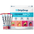 DripDrop Zero Sugar Plus, Strawberry Kiwi, Peach, Cherry Limeade, Wild Berry, 16 oz sticks, 16 count
