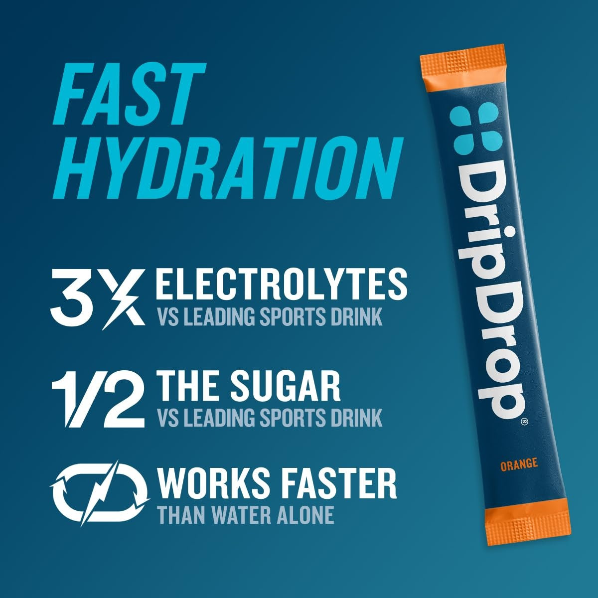 DripDrop Orange Electrolyte Powder, 8 oz sticks, 32 count